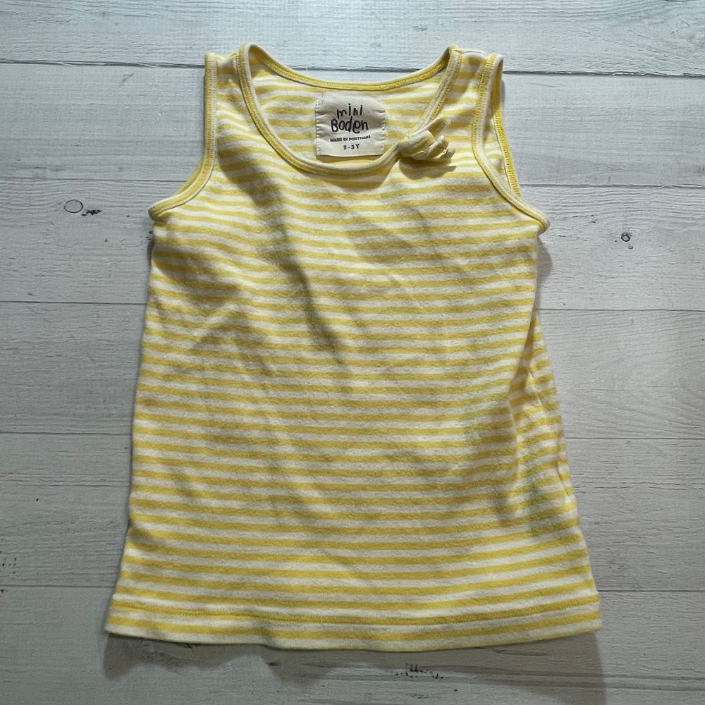 Mini boden girls yellow stripe tank top 2/3